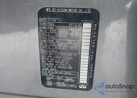 2019 Infiniti Qx50 Luxe from USA, damaged, VIN 3PCAJ5M19KF128906